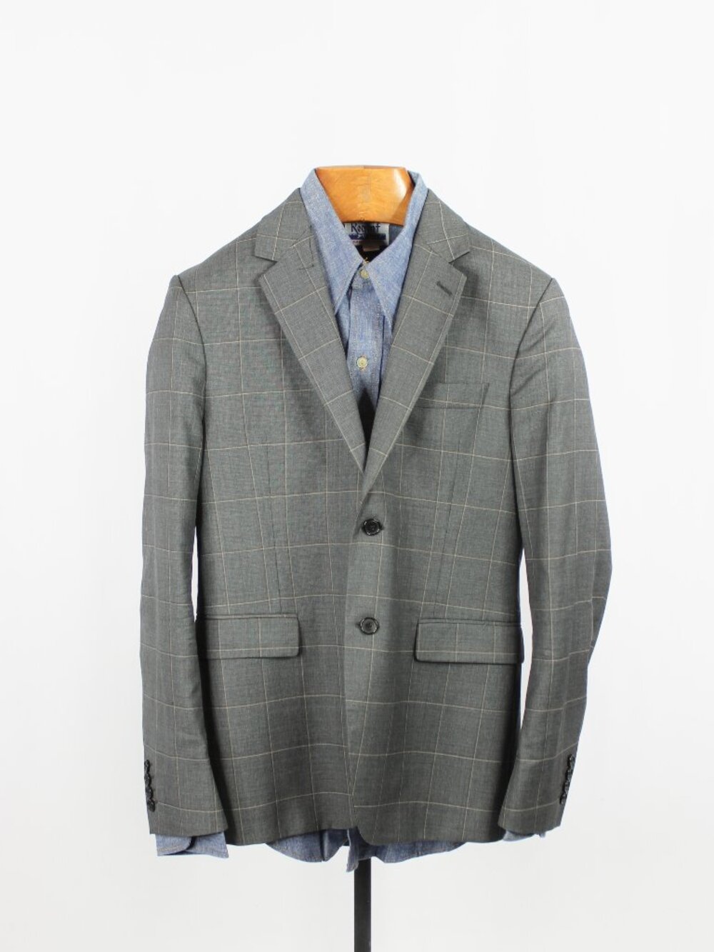 PAUL SMITH Gents 2 Grey Windowpane Check 100% Wool Blazer Suit Jacket, Size 40